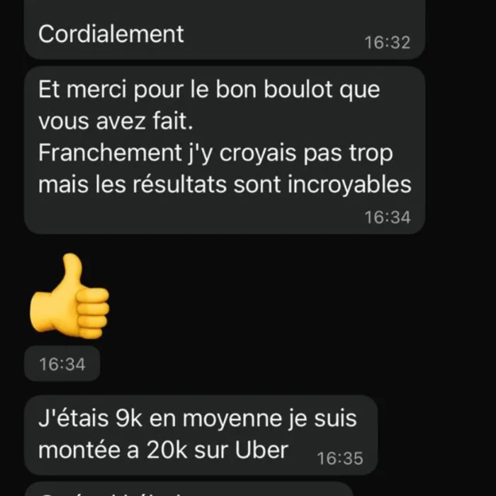 Message d’une restauratrice : « J’étais 9k en moyenne, je suis montée à 20k sur Uber ».